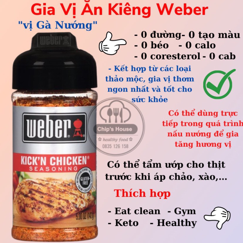 GIA VỊ ĂN KIÊNG WEBER  cho người eat clean, gym, diet, keto, ăn kiêng, tiểu đường