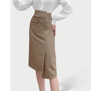 Chân Váy xếp vạt cúc bọc cao cấp thời trang nữ Calie House CV23