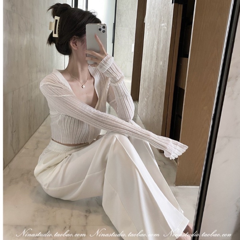 Áo Croptop Dài Tay Cổ Chữ V Xinh Xắn Theo Phong Cách Xuân Thu Dành Cho Nữ 2021 | WebRaoVat - webraovat.net.vn