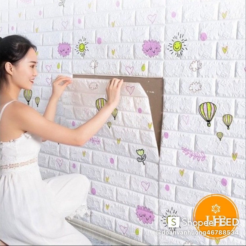 Xốp Dán Tường Giả Da Kim cương Hoa Văn Cực Đẹp Kích Thước 70x70cm Loại 1
