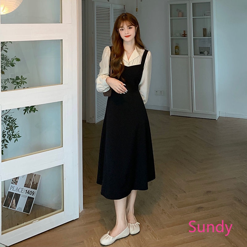 Đầm chữ A tay dài in hình One Piece kiểu Pháp thời trang mùa xuân cho nữ