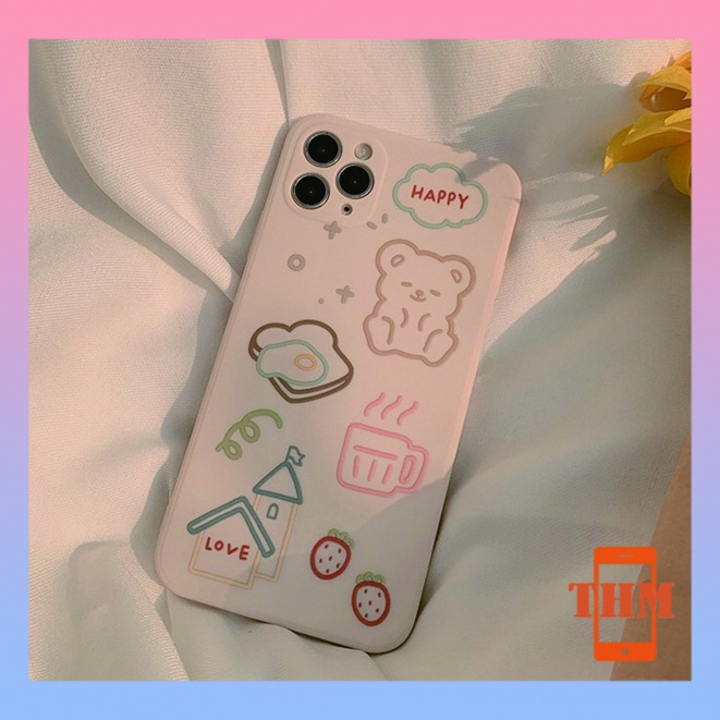 Ốp Điện Thoại Viền Vuông In Hình Gấu Cho iPhone 6/6plus/6s/6splus/7/7plus/8/8plus/x/xr/xs/11/12/13/pro/max/plus/promax/-893