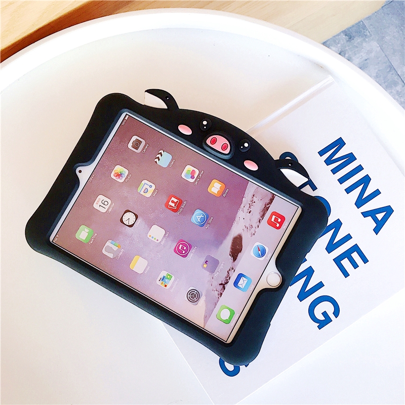 Ốp bảo vệ máy tính bảng silicon hình heo có dây đeo tiện dụng cho IPAD Air 3/MINI 4/MINI Pro 9.7 | BigBuy360 - bigbuy360.vn