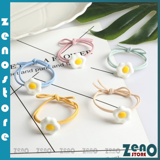 Set 5 dây buộc tóc  Dây Cột Tóc, Chun Buộc Tóc Trứng Ốp la Nhiều Màu PT38