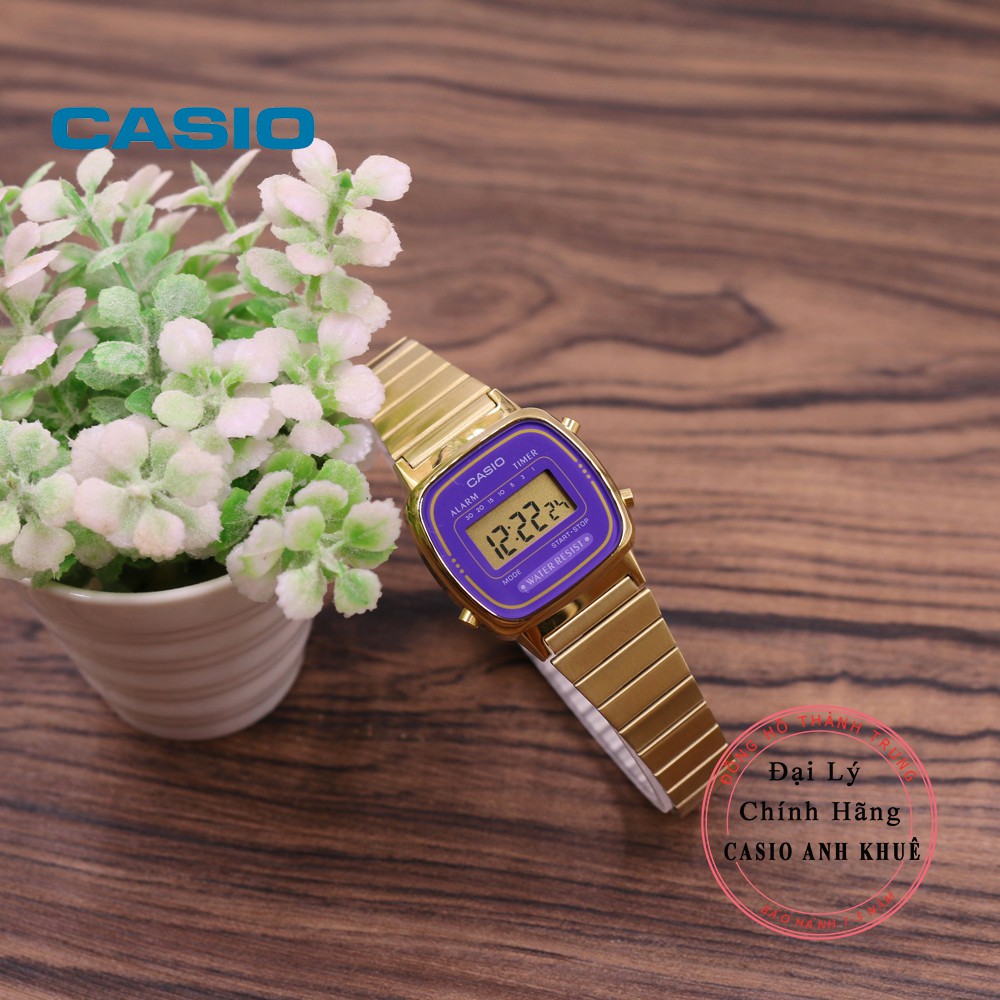 Đồng hồ điện tử nữ Casio LA670WGA-6DF dây kim loại