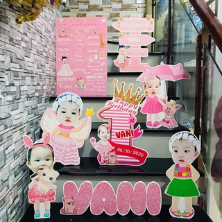 Chibi sinh nhật cho bé - Set chibi Trang trí tiệc Sinh nhật cho bé