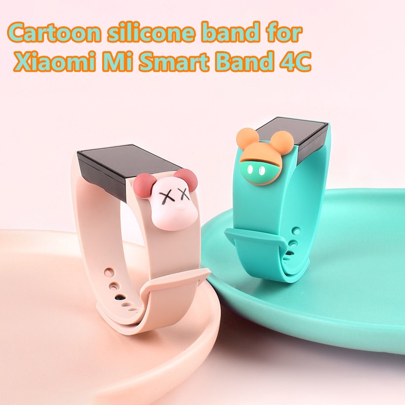 Dây Đeo Silicon Họa Tiết Hoạt Hình Cho Đồng Hồ Thông Minh Xiaomi Mi Band 4c