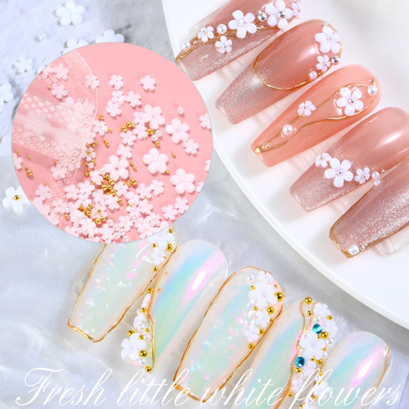 Phụ Kiện Trang Trí Móng Tay Acrylic Hình Hoa 3D Nhiều Kích Cỡ