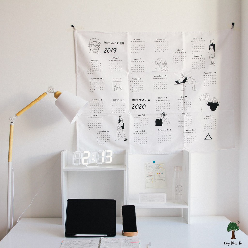 Lịch Vải Canvas Treo Tường 2019-2020 A1