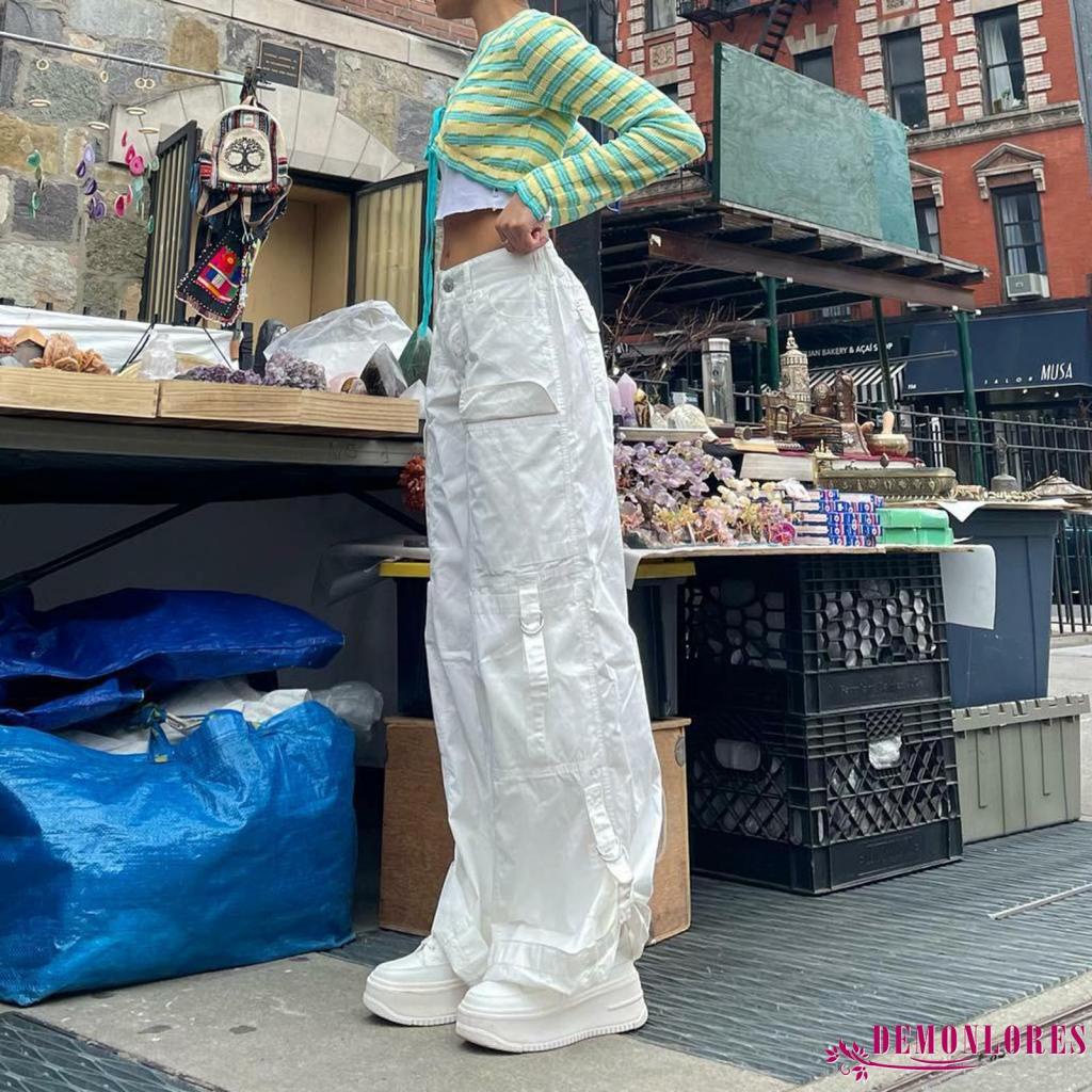 Quần Baggyumixi Y2k Dáng Rộng Lưng Thấp Phối Dây Rút Thời Trang Cho Nữ