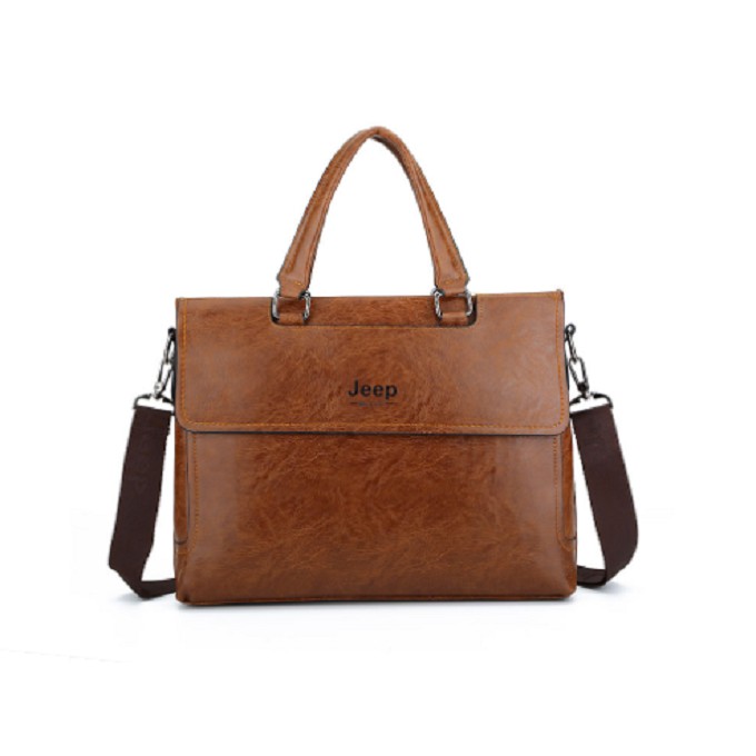 Túi xách công sở JEEP BULUO mã T02 đựng vừa laptop 14inch 39x29x8cm (Nâu đậm-Nâu sáng-Đen) | BigBuy360 - bigbuy360.vn