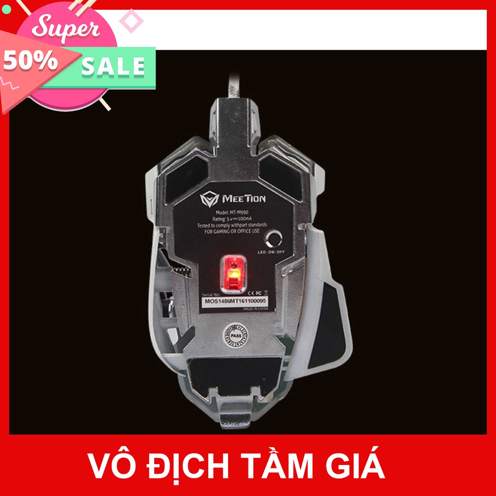 Chuột cơ Gaming Meetion MT990 - Bảo hành 24 tháng - Hàng siêu cấp - Độ bền cực cao - Màu trắng và đen - Bảo hành 2 năm
