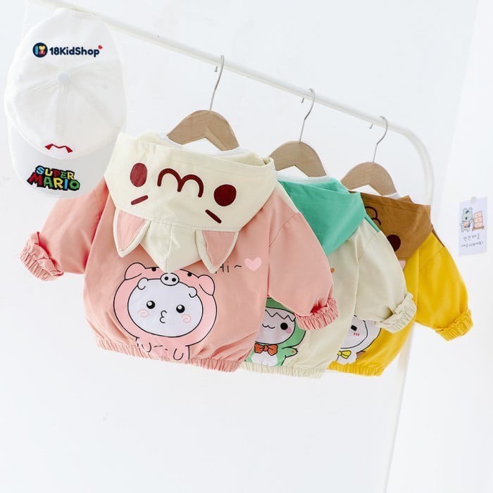 Aó khoác gió - áo khoác hình mèo dễ thương cho bé gái (7-22kg)