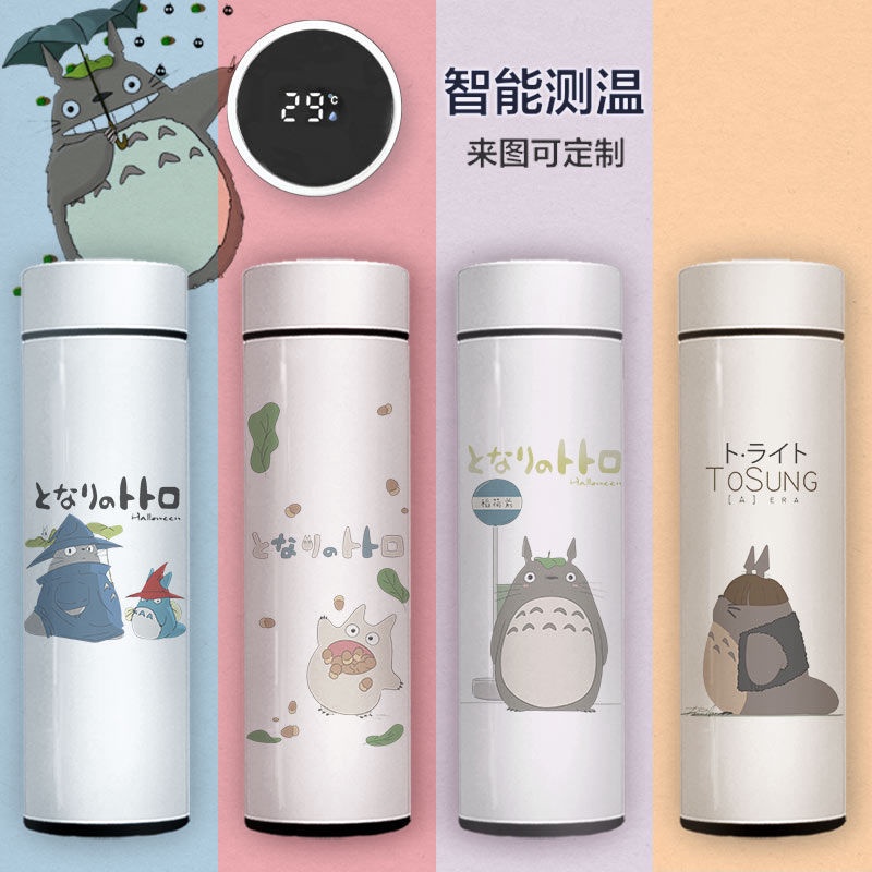 Bình Nước Giữ Nhiệt Bằng Thép Không Gỉ Họa Tiết Hoạt Hình Hàng Xóm Của Tôi Là Totoro