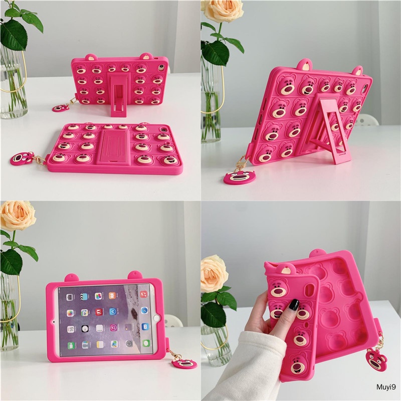 Ốp Máy Tính Bảng Silica gel Hình Gấu Dâu Tây Thời Trang Cho Mini1 / 2 / 3 Mini4 / 5 ipad10.9 Air2 Pro9.7 10.2 ipad10.9 ipad2 / 3 / 4