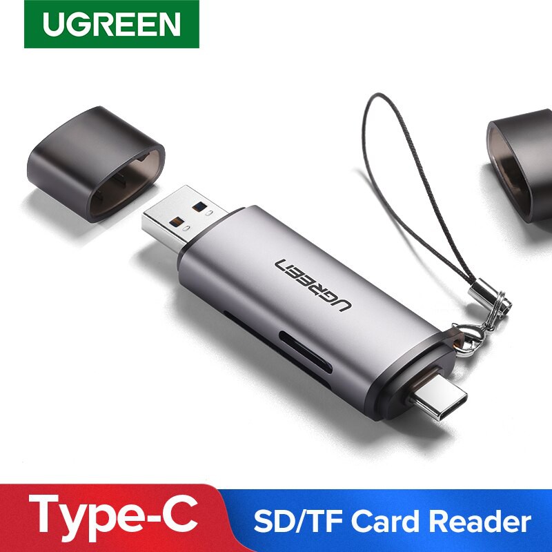 Đầu đọc thẻ nhớ Type C &amp; USB 3.0 Chính Hãng Ugreen 50706 CM184 SD/TF, Vỏ Nhôm