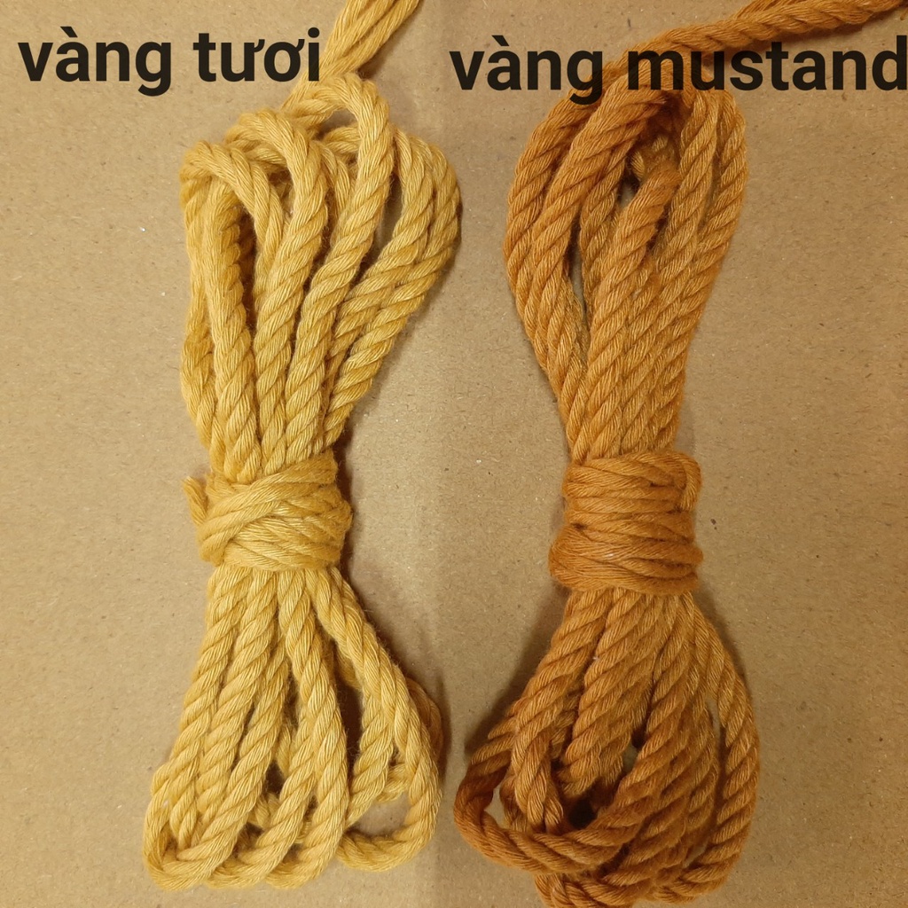 ( ảnh thật) Dây thừng se macrame, dây cotton màu VÀNG TƯƠI