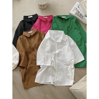Áo sơ mi tay lỡ form oversize dáng chuẩn