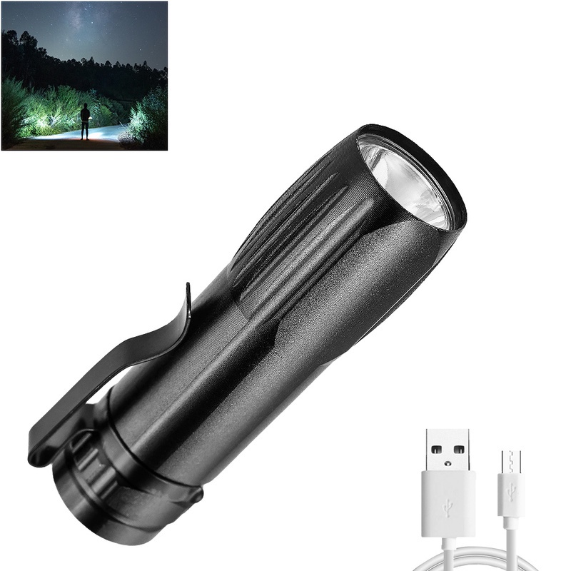Đèn Pin LED Mini Siêu Sáng Sạc USB Bỏ Túi Tiện Dụng