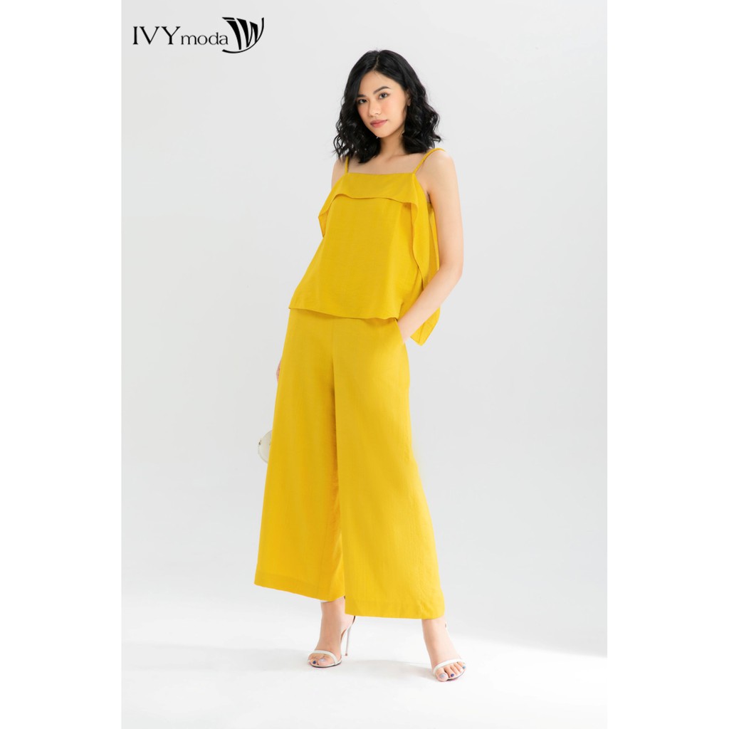 Quần linen nữ ống suông IVY moda MS 22B8700