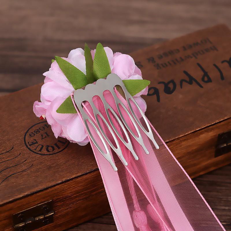 Kẹp tóc hình hoa phối tua rua độc đáo thời trang cho bé