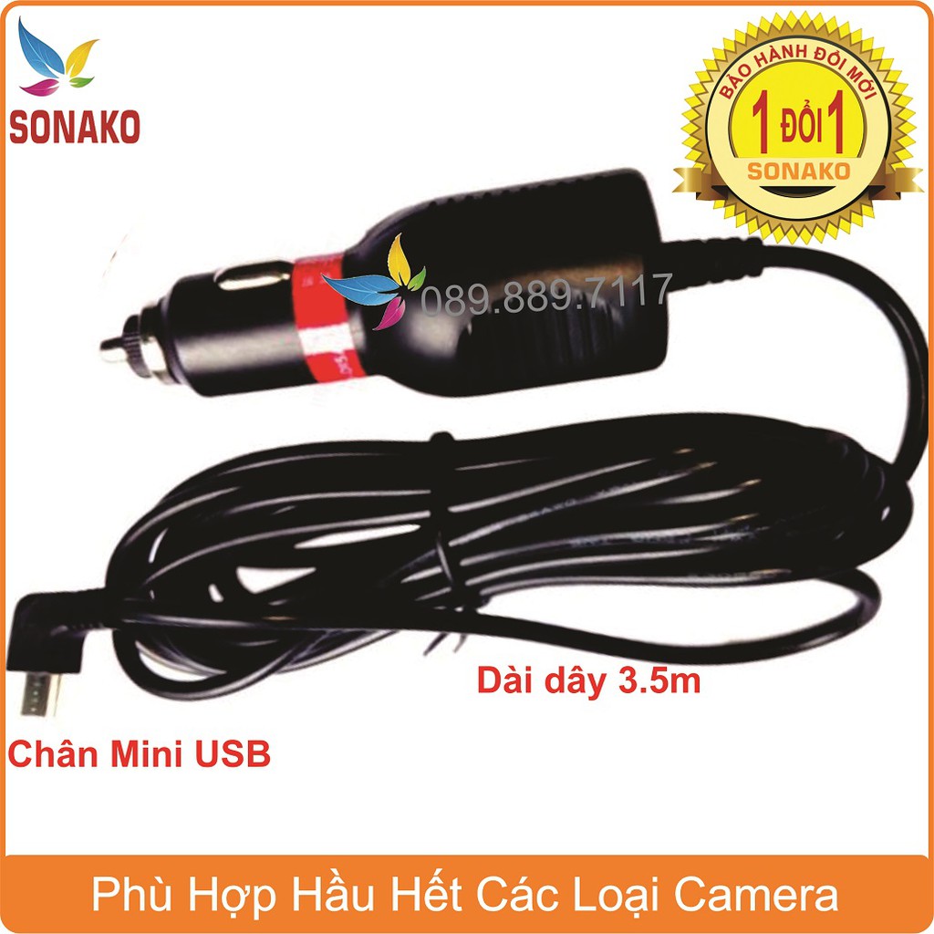 Phụ kiện camera hành trình, tẩu sạc, dây cấp nguồn, cổng usb tẩu sạc cho camera Sonako