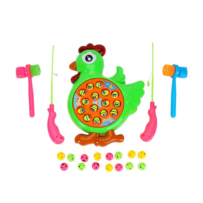 Bộ đồ chơi câu cá và đập chuột chạy pin 2 in 1 loại lớn hình con gà - BX1349