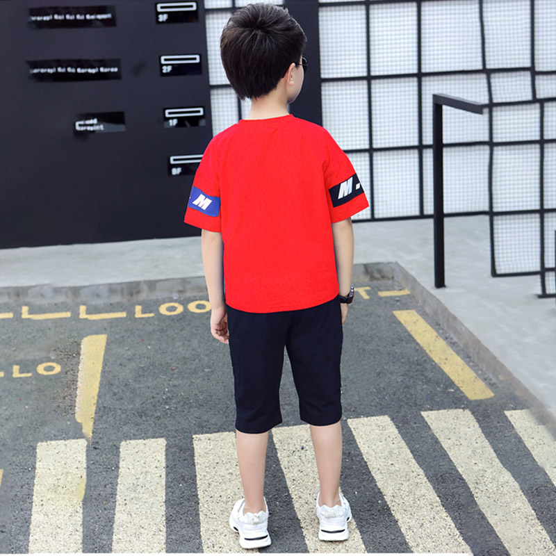 Children Boys Clothes Set 5-11 Years Letter Print T-Shirt + Shorts Fashion Summer Sports Clothes