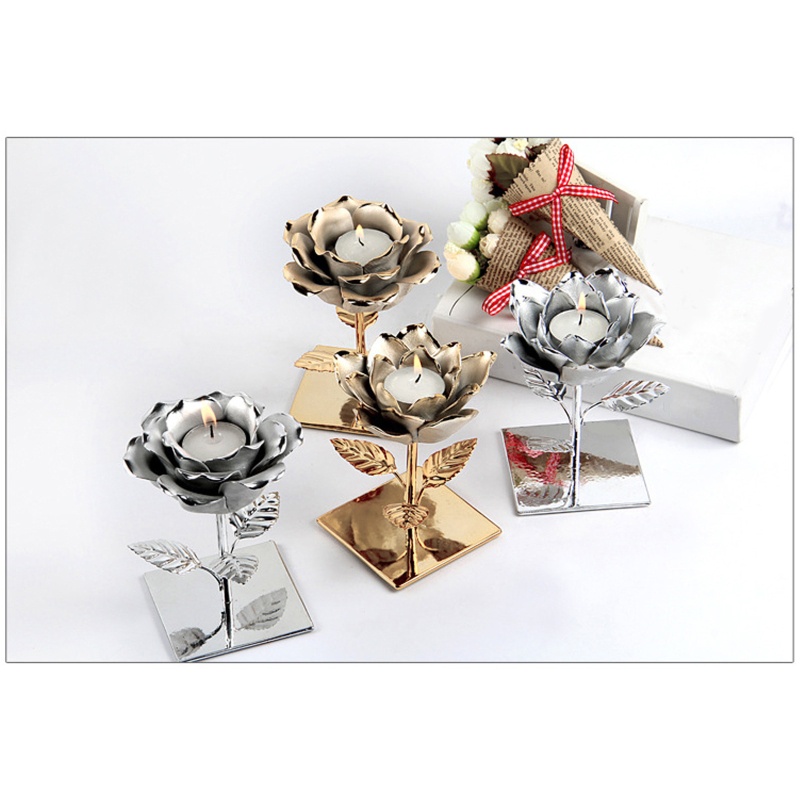 Giá Đỡ Đèn Cầy Bằng Sắt Hình Hoa Hồng Độc Đáo Trang Trí Nhà Cửa