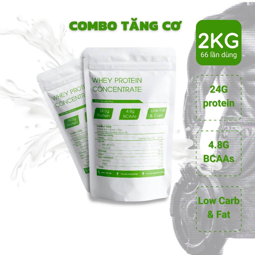 2KG Whey Protein Concentrate NZMP 80% Protein - Bột whey protein cô đặc 80%  Sữa tăng cơ tăng cân, giảm mỡ