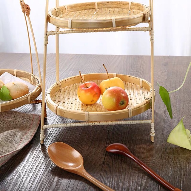 Mẹt tre tầng đựng đồ ăn trang trí