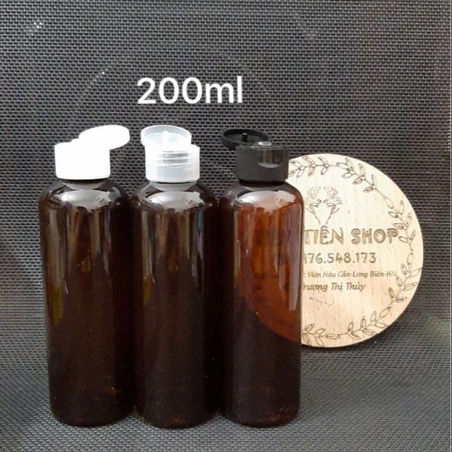 Chai nhựa nâu vai tròn 200ml nắp bật