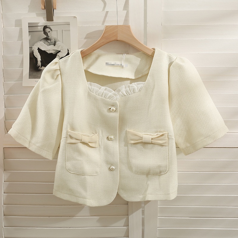 Set váy nữ sang chảnh tiểu thư áo croptop mùa hè Hàn Quốc SVN006