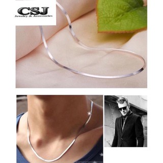 Dây chuyền titan nam sợi mì bản dẹt 3mm sáng bóng tại csj dn052 Pitaca