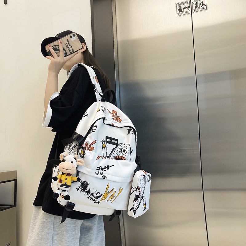 Ba Lô Đi Học / Du Lịch Sức Chứa Lớn In Họa Tiết graffiti Thời Trang