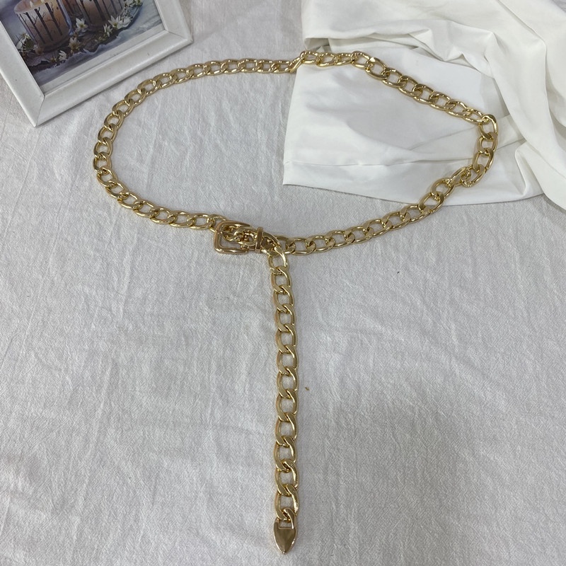 Thắt Lưng Dây Xích Kim Loại 19601 Thiết Kế Đơn Giản Thời Trang Phong Cách Punk Hàn Quốc