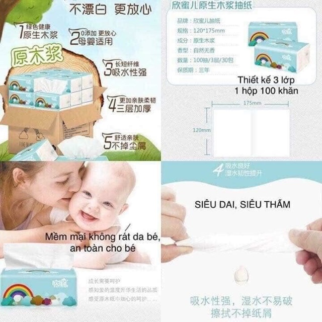 Sỉ thùng 30 bịch giấy ăn cầu vồng xinmier