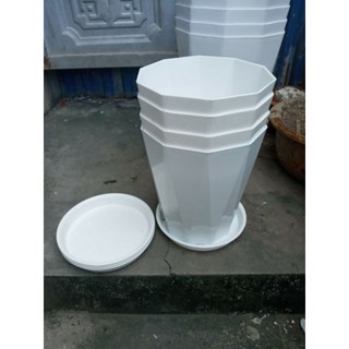 6 cái chậu nhựa tặng đĩa lót phi 25cm x30cm đẹp