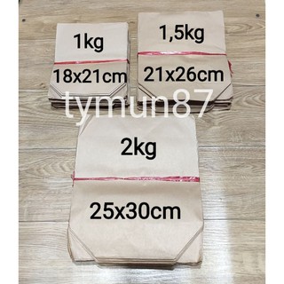Set 100 túi giấy đựng đồ ăn 0,5kg - 1kg - 1,5kg - 2kg