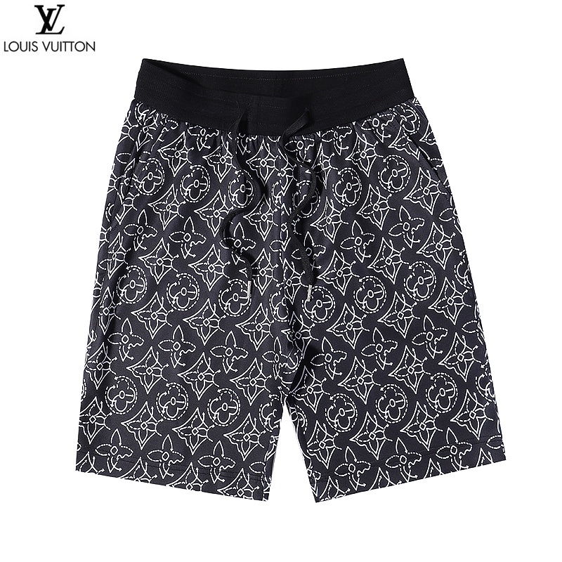 Lv Quần Short Màu Đen In Họa Tiết Cổ Điển Phong Cách Thời Trang Unisex