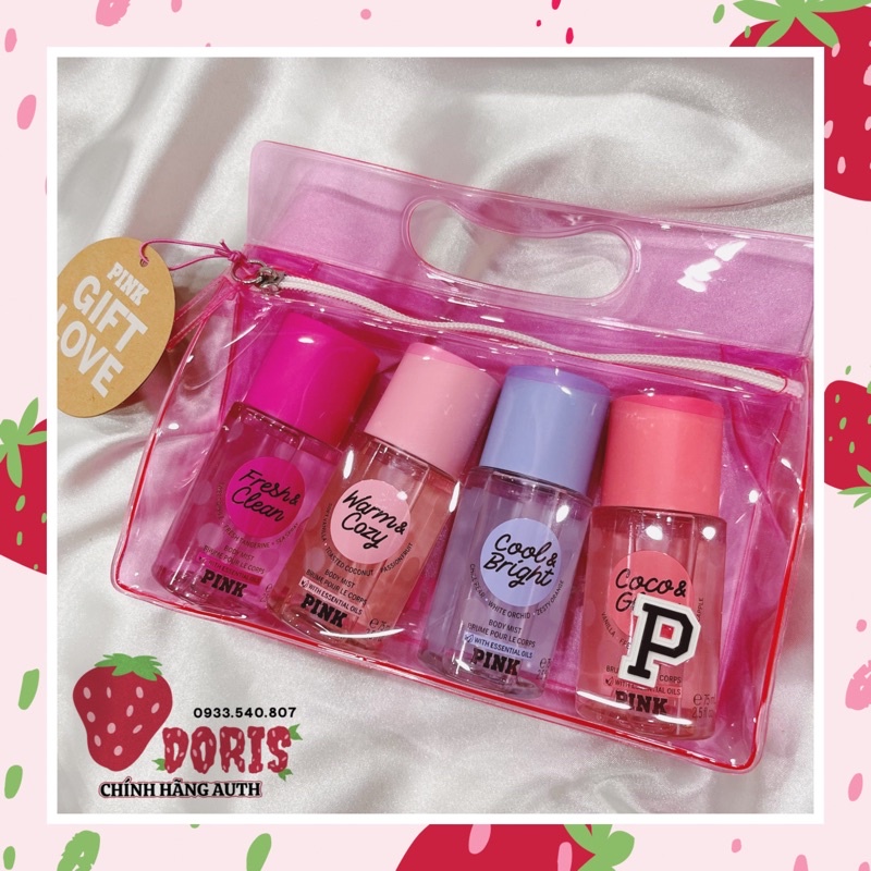 Túi đựng 4 chai coco warm fesh bright 75ml - Victoria chính hãng