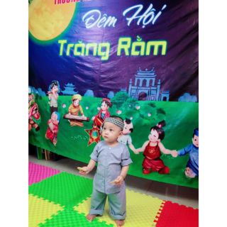 Bộ bà ba màu xám cho bé không kèm khăn