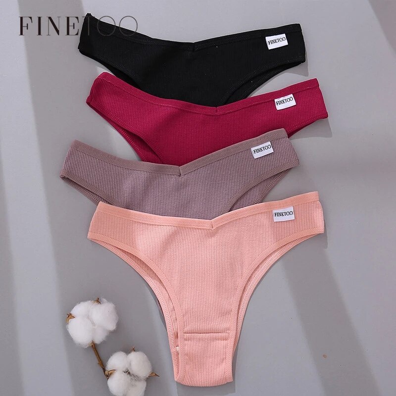 Set 3 quần lót nữ FINETOO cotton lưng thấp không đường may thoáng khí gợi cảm M-XL