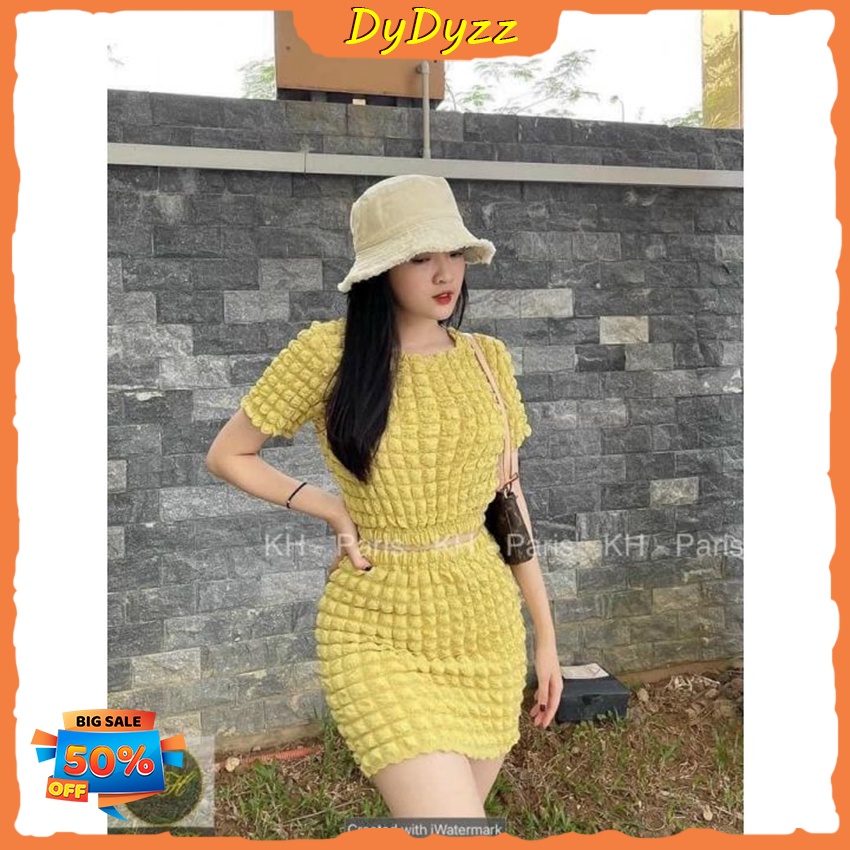 Set Bộ Đi Chơi Chất Vải Xốp - Áo Croptop Kèm Chân Váy Ôm Tôn Dáng - Hàng Cao Cấp Chuẩn Shop