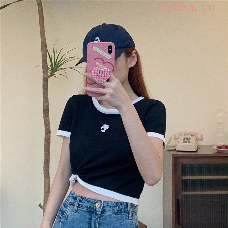 Áo Dệt Kim Nữ Tay Ngắn Phong Cách Hàn Quốc