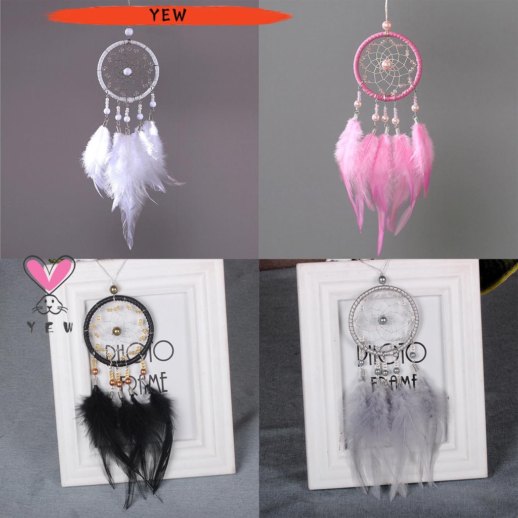 Dreamcatcher Đính Lông Vũ Thủ Công Treo Tường Trang Trí Nội Thất/Xe Hơi Nhỏ