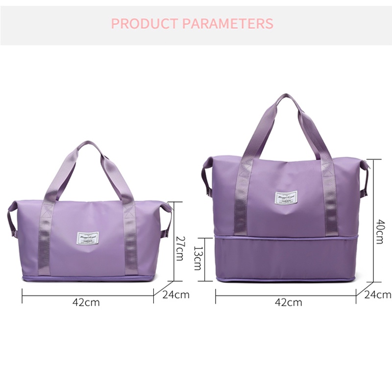 Túi xách đeo vai đựng đồ tập gym/ yoga sức chứa lớn màu trơn chống thấm nước thời trang cho nữ