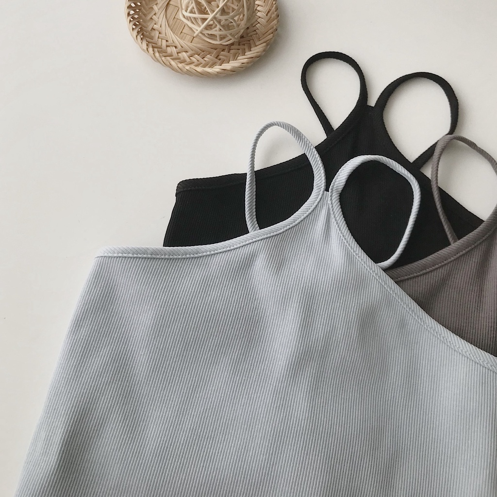 Áo 2 dây Nữ Xinh JEM CLOSET Chất Gân Tăm Co Giãn Thiết Kế Dáng Yếm Nhiều Màu Phối Đồ Siêu Sexy MONE 10383