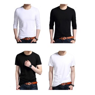 [HOT SALE ] Áo thun nam cổ tròn ngắn tay và dài tay đẹp màu đen trắng đủ size ( có size lớn cho người 100 kg )