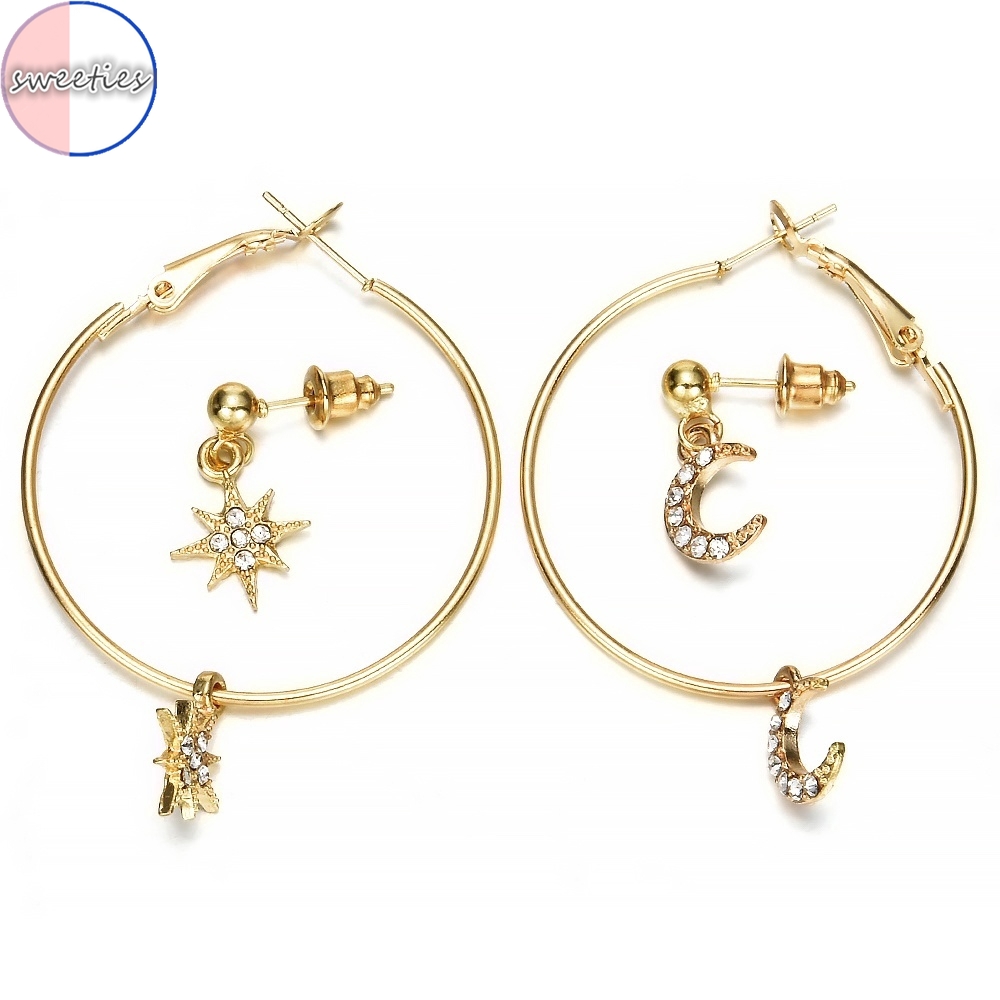 Set 4 Khuyên Tai Phong Cách Retro Thời Trang Cho Nữ